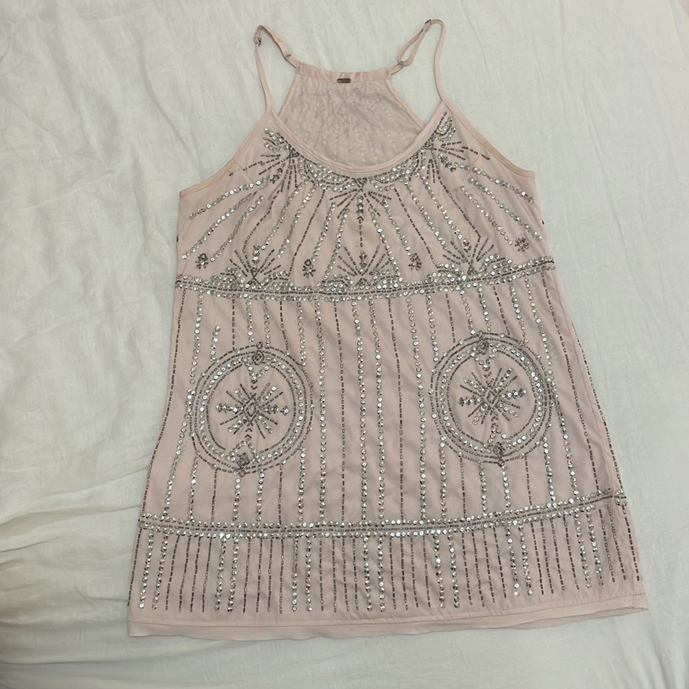 FREE PEOPLE SEQUINED PINK DRESS